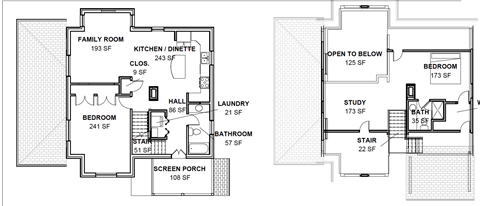 a floor plan of a house with two bedrooms and two bathrooms